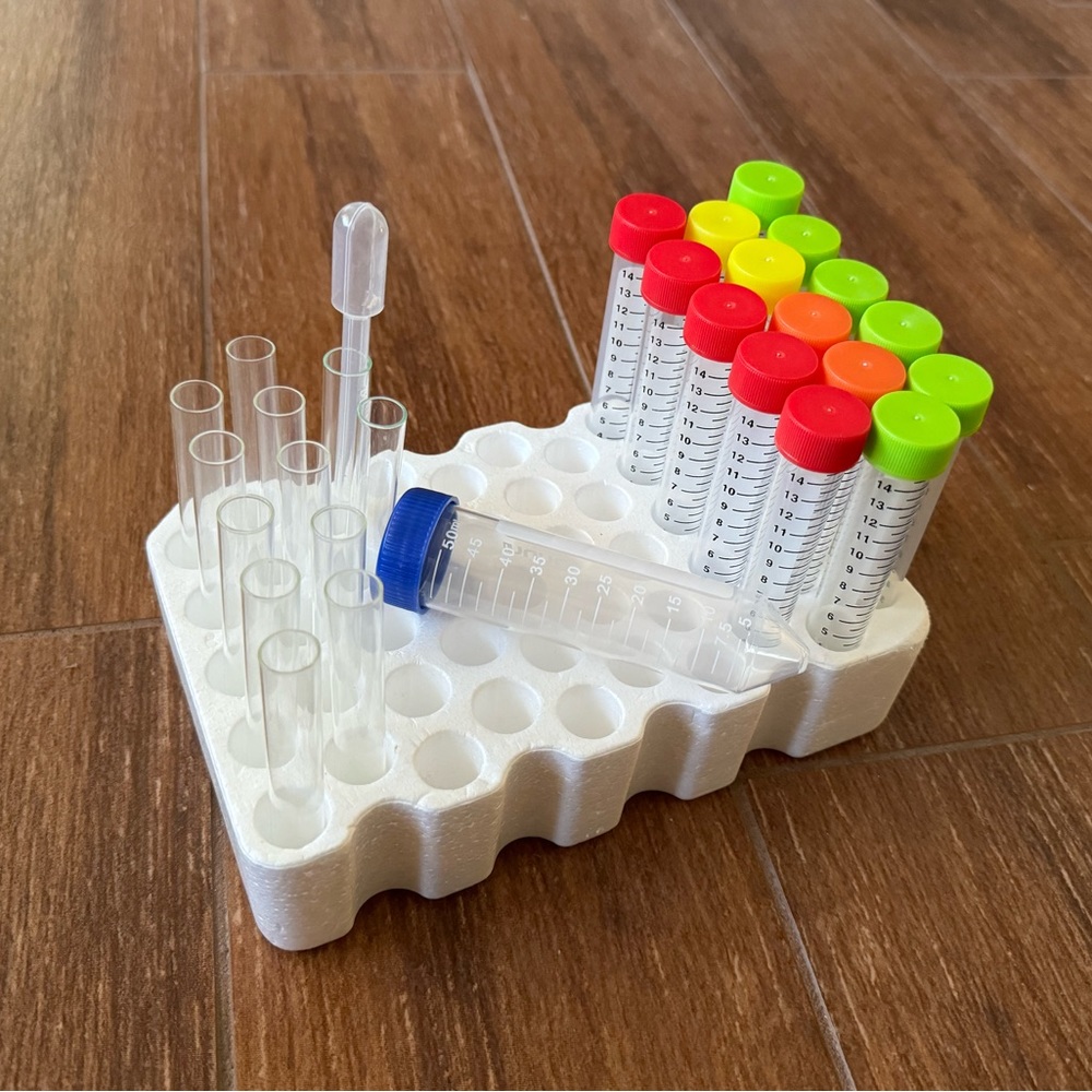 New test tube rack with test tubes